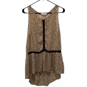 Anthropologie Stitch x Stitch Polka Dot Lace Sheer Boho Tunic Blouse High Low M